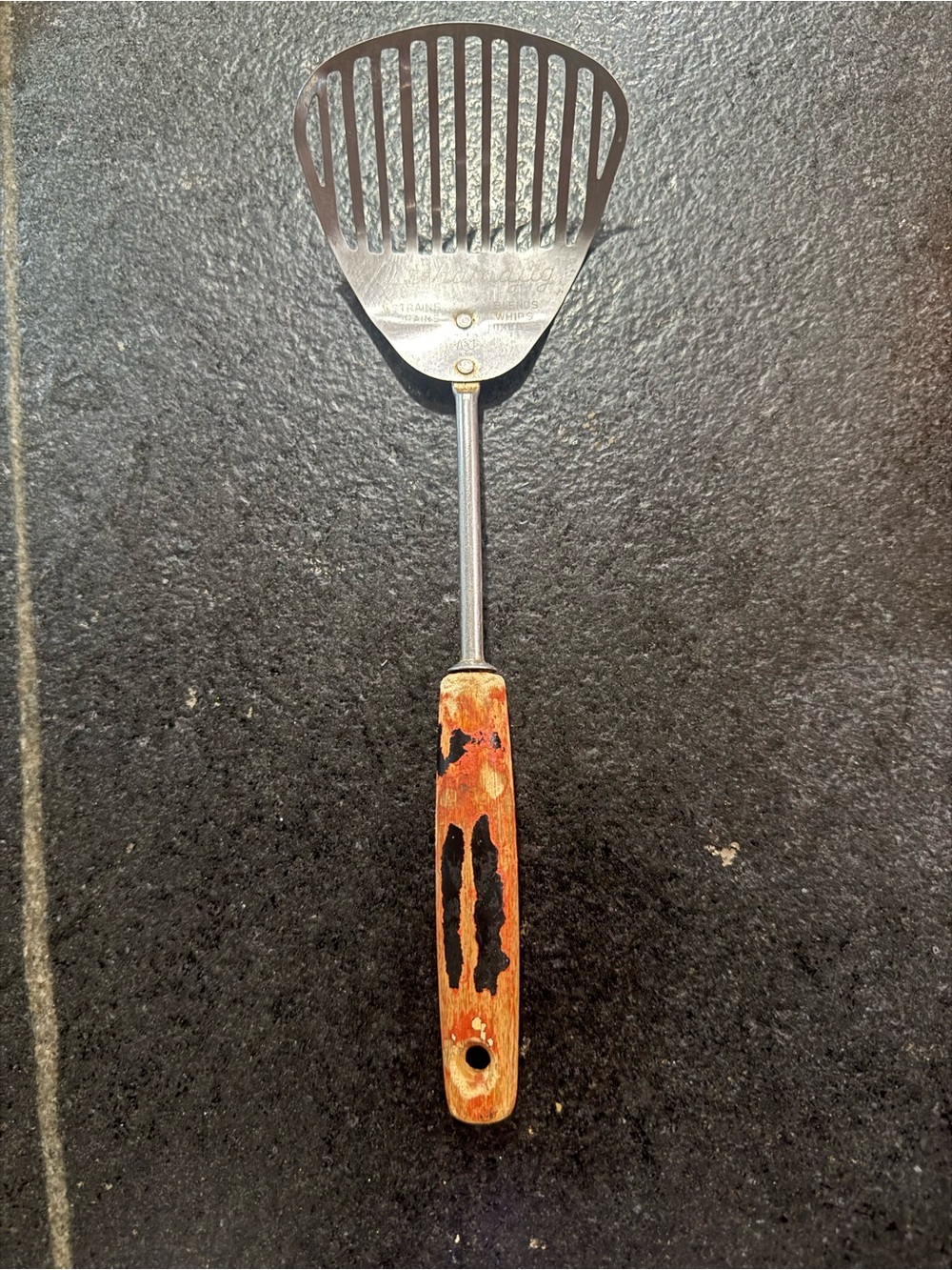 EKCO Kitchamajig Vintage Slotted Metal Spatula – Wooden Handle